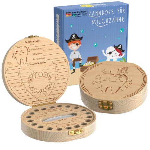 LumeeStar® Zahndose Milchzähne Friends – Personalisierte Milchzahndose mit Display Funktion für Jungen – Zahnbox Geschenk zur Geburt – Hübsche & Praktische Zahndose für Babys von LumeeStar