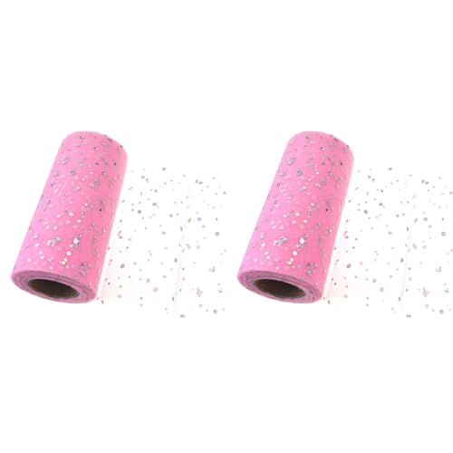 Tüll Roll Glitter Pailletten Spule Tutu Hochzeit Weihnachtsfeier Geburtstag Dekoration Geschenk Bastelbedarf (Rosa) (Packung mit 2) von Lumeiy