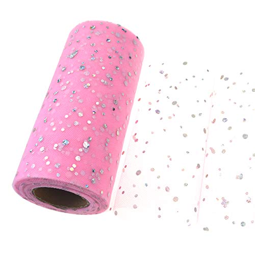 LumeiyTüll Roll Glitter Pailletten Spule Tutu Hochzeit Weihnachtsfeier Geburtstag Dekoration Geschenk Bastelbedarf (Rosa) von SYNYEY