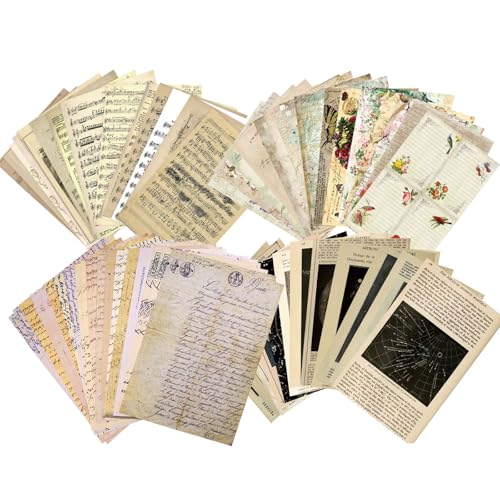 120 Blätter Deko Vintage Bastelpapier, 20.5 ×14.5 cm Vintage Junk Journal Kits, Vintage Bullet Journal Zubehör, Vintage Dekopapier für Sammelalbum, Tagebuch, DIY Kunst und Handwerk (4 Stile) von LuminaryLair