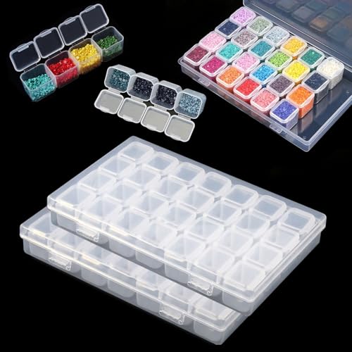 2 Stück Diamant Stickerei Sortierbox mit 28 Fächer Sortierkasten Kleinteile,Sortierboxen Transparent Abnehmbar,Diamond Painting Aufbewahrungsbox,Diamond Painting Box,für DIY Handwerk,Nägel,Perlen von LuminaryLair