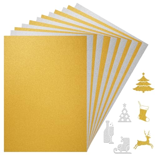 20 Stück Glitzerpapier zum Basteln,Gold Silber Glitzer Buntpapier, Glitzer Kartonpapier A4 Gold,Glitterkarton Bastelpapier für DIY Grußkarten Scrapbooking Glitter Craft Paper von LuminaryLair