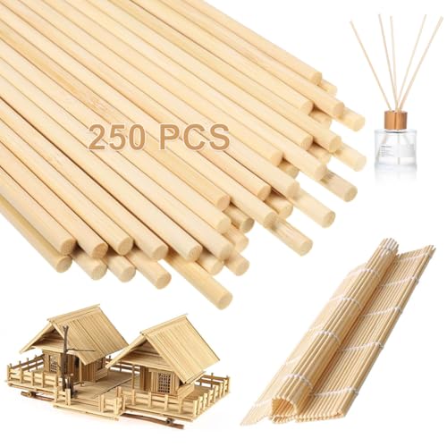 250 Stück Holzstäbchen Rund, 30 cm x 3 mm Rundholz Holzstab, Zuckerwatte Stäbe, zum Basteln Rattanstäbchen Modellbau Handwerk Woodwork DIY Faschingsdeko Kindergeburtstag Hochzeit Geschenke von LuminaryLair