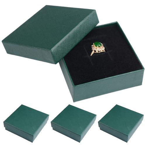 4 Stücke Kraft Karton Schmuckschatullen,9×9×3cm Schmuckgeschenkboxen,Geschenkbox mit Deckel Klein,Geschenkschachtel Schmuck mit Schaumstof,für Geschenkverpackungen Armbandringe Aufbewahrung Display von LuminaryLair