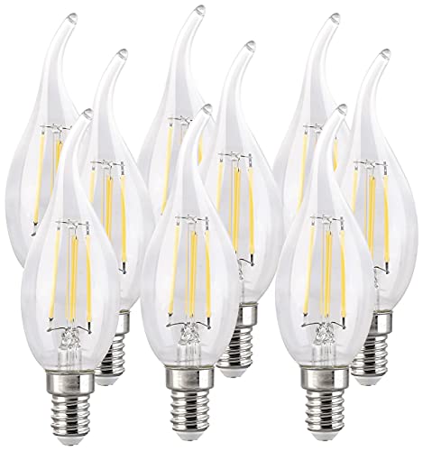 Luminea LED-Kerzen E14 warmweiß: 9er-Set LED-Filament-Kerze, E14, E, 4 W, 470 Lumen (LED-Filament-Kerzen (warmweiß), LED-Filament in Kerzen-Form, Deckenlampe) von Luminea