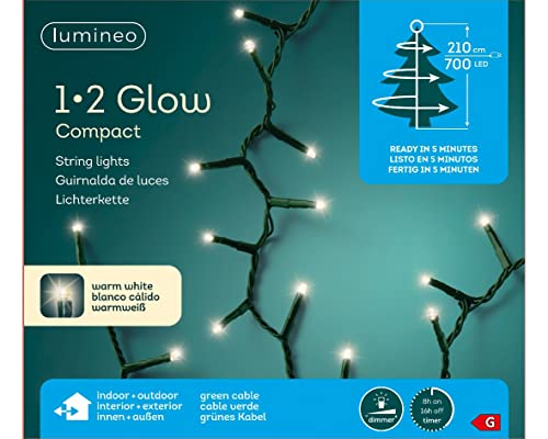 Lumineo 1-2 Glow Compact warm weiß - 700 LED's - für 2,1 Meter Bäume - grünes Kabel - Indoor & Outdoor - Timer - dimmbar - IP44 von Lumineo