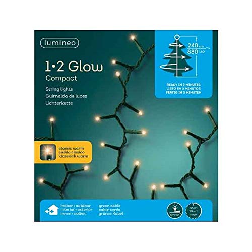 Lumineo Lichterkette 1-2 Glow Compact klassisch warm - 880 LED's - 2,4 Meter - grünes Kabel - Indoor & Outdoor - Timer - dimmbar - IP44 von Lumineo