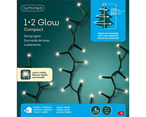 Lumineo Lichterkette 1-2 Glow Compact warm weiß - 880 LED's - für Bäume bis 2,4 Meter - grünes Kabel - Indoor & Outdoor - Timer - dimmbar - IP44 von Lumineo