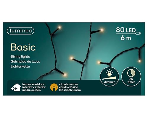 Lumineo Lichterkette Basic 80 LED 6 m klassisch warm, schwarzes Kabel von Lumineo