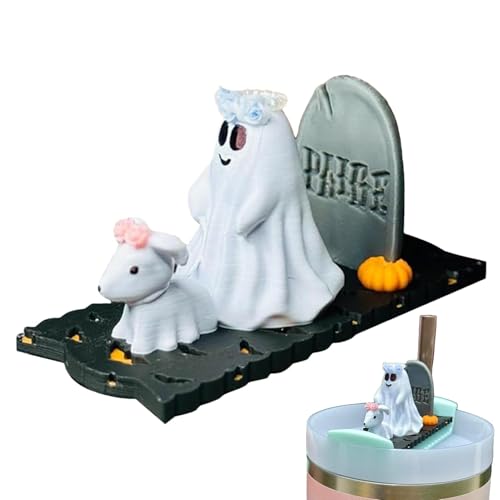 Deckelaufsätze – Halloween-Geister-Spaziergänger-Hund | Tassenaufsatz | Halloween-Geister-Hunde-Spaziergänger-Statuen Deckel-Topper | Figur- festlich dekorativ gruselig Tassenaufsatz Zubehör für von Lumiscent