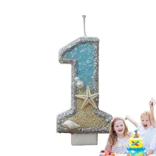 Geburtstag Kuchen Kerzen | Kuchenkerze Zahlenkerzen | Zahl 0-9 Cake Topper Kerzen Blau Seestern Kuchen Dekorationen für Geburtstag Feiern von Lumiscent