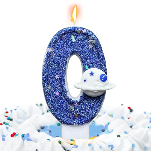 Geburtstagskerzen - BNumber Kerzen für Geburtstagstorten | Blauer Weltraumplanet Geburtstagskerzen Zahlen | Tortendeko | Geburtstag Zahl Kerze | Neuheit Cake Topper Dekorative Kerzen von Lumiscent