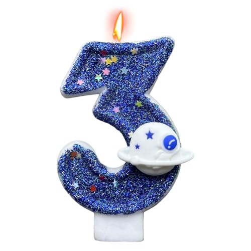 Geburtstagskerzen - BNumber Kerzen für Geburtstagstorten | Blauer Weltraumplanet Geburtstagskerzen Zahlen | Tortendeko | Geburtstag Zahl Kerze | Neuheit Cake Topper Dekorative Kerzen von Lumiscent