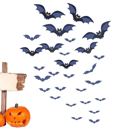 Halloween Fensteraufkleber - Fledermäuse Halloween Aufkleber | Halloween Home Decor Fledermaus Aufkleber für Wand | Auto Dekorationen | 28x Halloween Magnete Wand Fledermaus Aufkleber | PVC Aufkleber von Lumiscent