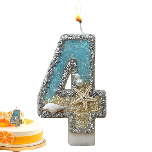 Kerzen zum Geburtstag - Zahlenkerzen Geburtstagskerzen - Zahl 0-9 Cake Topper Kerzen Blau Seestern Kuchen Dekorationen für Geburtstag Feiern von Lumiscent