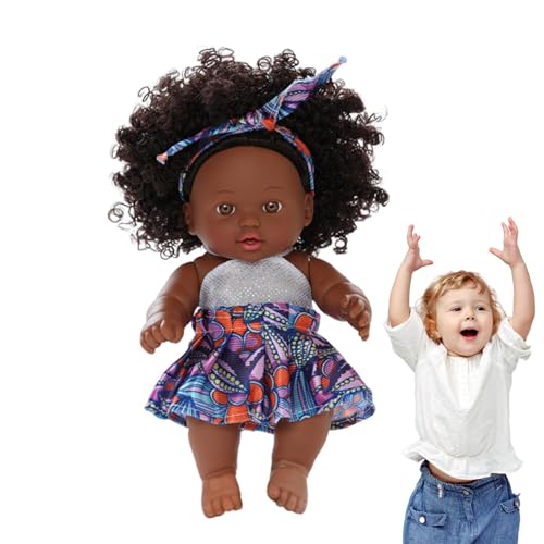 Lumiscent Afrikanische wiedergeborene Puppe, Schwarze Mädchenpuppe - Weiches, realistisches schwarzes Mädchen - Süße multikulturelle Real-Life-Puppen mit beschwertem Körper und Kleidung für Mädchen von Lumiscent