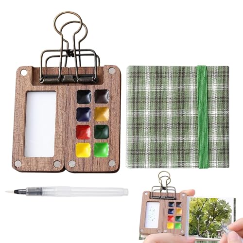 Reise-Aquarell-Set – Aquarellpalette mit Zubehör, Aquarellfarben-Set, 8 Fächer, Reise-Farbpalette, kleines Reise-Aquarell-Set, Taschen-Aquarell-Set für Outdoor, Zuhause, Schule von Lumiscent