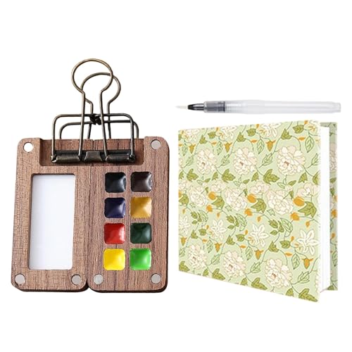 Reise-Aquarell-Set – Aquarellpalette mit Zubehör, Aquarellfarben-Set, 8 Fächer, Reise-Farbpalette, kleines Reise-Aquarell-Set, Taschen-Aquarell-Set für Outdoor, Zuhause, Schule von Lumiscent