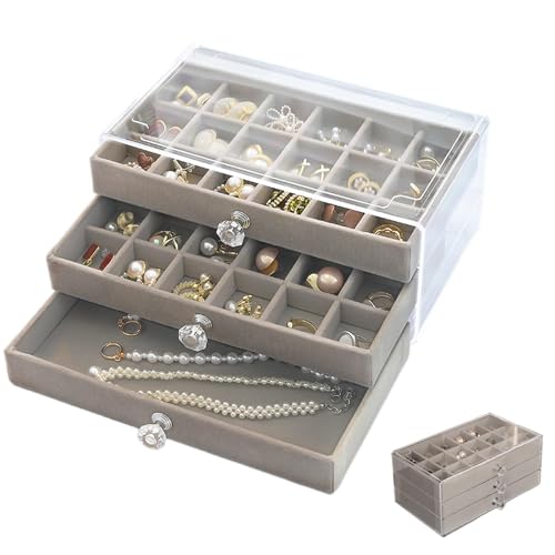 Schmuckschatulle mit Schubladen – Acrylrahmen, Schmuckaufbewahrung, mehrlagig, Schmuckhalter, Organizer-Box, Schmuck-Organizer, Schmuck-Organizer, für Ringe, Ohrringe, Broschen von Lumiscent