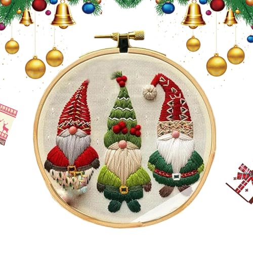 Stickerei Weihnachtsmuster, Weihnachten Häkeln | Weihnachten Stickerei Kit | Weihnachten Kunst Bastelset | Handstickerei Kit, Weihnachten Kunst Handwerk Kit, Einfache Stickerei Kit für Anfänger für von Lumiscent