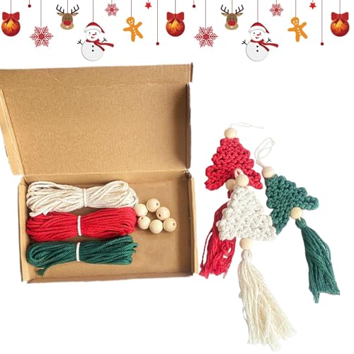 Weihnachts-Makramee-Kit - Handgefertigter Makramee-Baumschmuck | Makramee-Ornamente | Makramee-Weihnachtsschmuck | Weihnachtsbaum-Anhänger | Erwachsenen-Weihnachtsbasteln, Makramee-Starter von Lumiscent