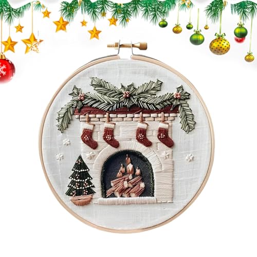 Weihnachts-Stickset, Stickerei-Set für Erwachsene, Weihnachtsstiche, Anfänger-Kits, Handstickerei-Set für Erwachsene und Kinder, handgefertigte Weihnachtsstickerei-Sets für Anfänger von Lumiscent