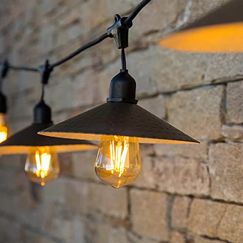 LED Lichterkette Außen anschließbar 26m mit 60 LED Filament E27 Warmweiß VINTY LIGHT und Metallschirm Vintage von Lumisky