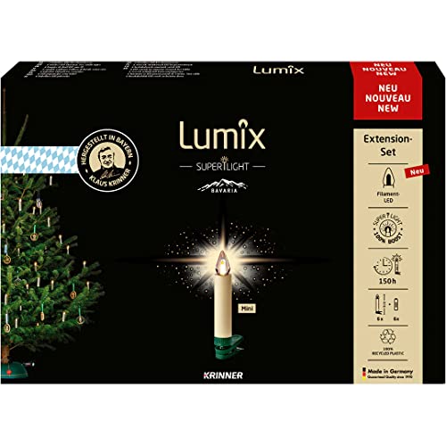 Lumix® SuperLight Bavaria Mini kabellose LED Christbaumkerzen Weihnachtsbaumkerzen 6er Erweiterungs-Set Elfenbein 9cm warmweiß Made in Germany 77911 von Lumix