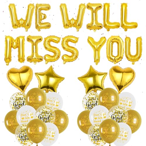 Wir Werden Dich Vermissen Dekoration - Abschiedsparty Deko We Will Miss You Ballonbanner Sterne Herz Folienballons Latexballons, für die Ruhestand Absolvent von LumoFun