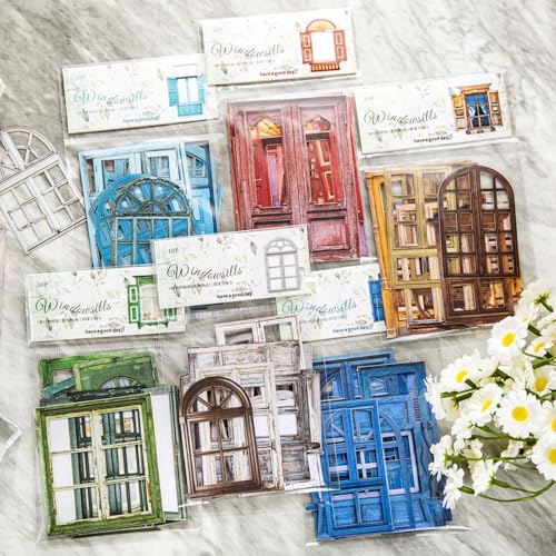 Lunaanda Vintage Scrapbooking Aufkleber, 60 Stück Hohle Fensterrahmen Aufkleber DIY Journaling Scrapbooking Zubehör, Dekorative Aufkleber für Scrapbooking Journals Planer Bastelprojekte von Lunaanda