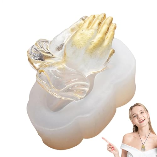 Buddha Hand Silikonform - Betenhände Kerzenform, durchscheinende Handdekoration | Epoxidharzgussschimmelpilzformen für Fondant Epoxidharz Seifenkerzenkuchen, 2,75x2,08x1,18 Zoll von Lunaobrik