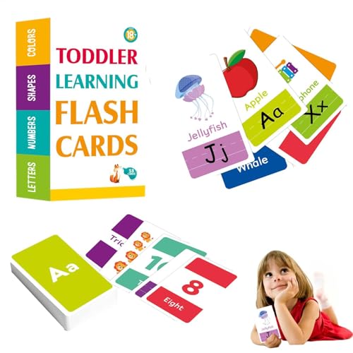 Kindergarten-Flash-Karten - 58 STÜCKE Interaktive Alphabet-Flash-Karten mit Zahlen, Farben, Formen | Tieren | Pädagogisches Vorschul- Lernspielzeug für Kinder Alphabet Lernkarten von Lunaobrik