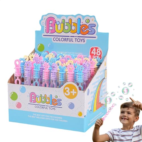 Lunaobrik Bubble Sticks für Kinder Lassen, Blasen Blasen - 48x Hochzeitsfeier Bubble Stick Set - Kleine farbenfrohe Schaumstoffflüssigkeits -Partyversorgungen für Karnevalspreise von Lunaobrik