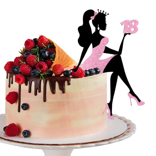 LunarCharm Mädchensilhouette Tortendeko, 18 Geburtstag Cake Topper Glitter High Heel Mädchen Kuchen Deko für Mädchen Lady Bachelorette Thema Geburtstag Party Tortendeko von LunarCharm