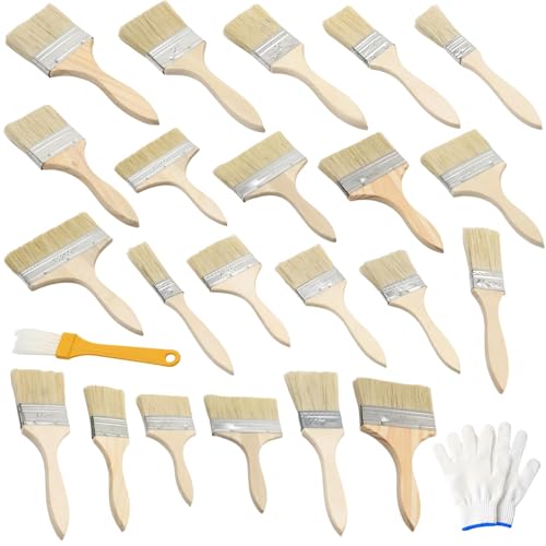 24PCS Flachpinsel Set - Holzgriffpinsel Lasurpinsel Set(25mm/1inch-175mm/7inch Breite), Malerpinsel, LackPinsel, Pinselset Malerbedarf, Paint Brush, Verlängert und Verdickt Pinsel Wandfarbe von LunarGleam