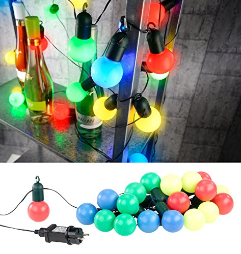 Lunartec Disco Lichterkette: 4-farbige LED-Lichterkette mit 20 Lämpchen, 1,2 Watt, 475 cm, IP44 (Gartenlichterkette, Lichterkette Garten, Lichtschlauch) von Lunartec