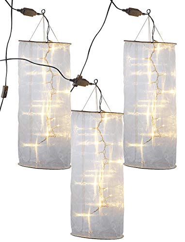 Lunartec Lichtschlauch Stoff: 3er-Set Organza-Lichterschlauch-Skulpturen mit 20 LEDs, 60 cm (Organza Stoff mit Lichterkette, Organza Lichtschlauch, Weihnachten) von Lunartec