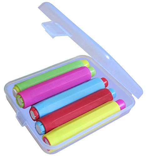 5 x lunies Kreidehalter + Kreide Halterung Aufbewahrung Hard Case, Tafel verstellbar Kreide Clip-Set für Schule Büro Zeichenbrett 9,4 x 1,5 cm 5 Farbe 5 chalk holder+case von Lunies