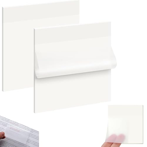 100 Blätter Transparente Haftnotizen, Selbstklebendes Transparent, Wiederbeschreibbar Clear Sticky Notes, Durchsichtige Sticky Notes für Schule, Büro, Hause, 70×95 mm von Lunpog