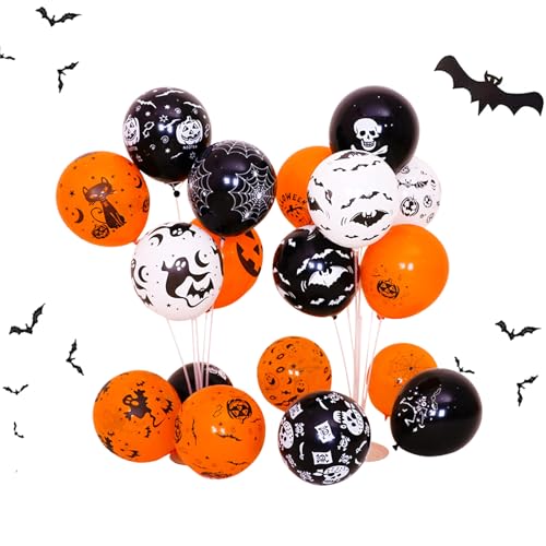 Halloween Deko Luftballons, 100 Stück Luftballons Schwarz Orange Weiß Halloween Party Deko für Geburtstag Hochzeit Halloween Herbstfest Karneval Party Dekoration von Lunpog