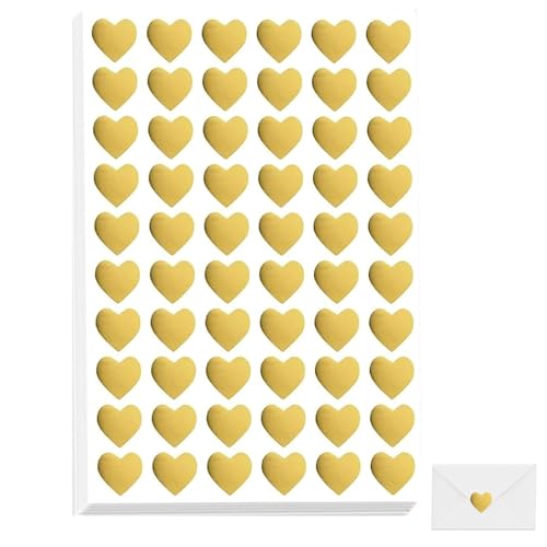 1200 Stück Glitzer Herz Aufkleber Selbstklebend Herzform Sticker Etiketten für Valentinstag Ostern Hochzeit Gästebuch Geschenkbeutel DIY Handwerk Scrapbooking Umschlagsiegel Dekoration (Gold) von Lunpog