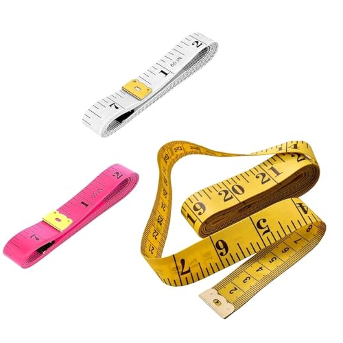 3 Stück Maßbänder zum Nähen, Einziehbares Maßband Körper Schneidermaßband Measuring Tape zum Messen von Länge, Brust, Taille usw 150 cm/60 Zoll, Körpermessung von Lunpog