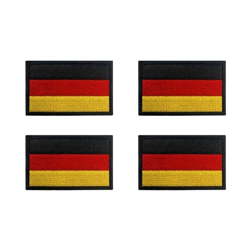 4 Stück Mini Deutschland Flaggen Patch, Gestickt Abzeichen mit Klett für Kleidung Taschen Rucksack Uniform Weste Hundegeschirr Militär Taktisch Draussen Jersey, 8x5cm von Lunpog