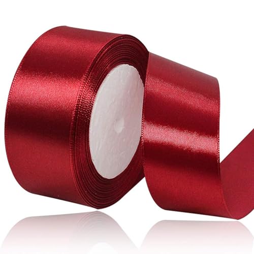 4cm Burgunder Satinband, Satin Dekoband Präsent Geschenkband Breit Ribbon für Kleid Hochzeit, Taufe und Geburtstag Geschenke,Satin Dekoband, Deko Band Geschenkverpackung, 22.8M… von Lunpog