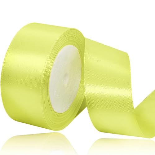 4cm Fluoreszierendes Gelb Satinband, Satin Dekoband Präsent Geschenkband Breit Ribbon für Kleid Hochzeit, Taufe und Geburtstag Geschenke,Satin Dekoband, Deko Band Geschenkverpackung, 22.8M… von Lunpog