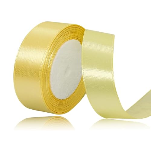 4cm Hellgelb Satinband, Satin Dekoband Präsent Geschenkband Breit Ribbon für Kleid Hochzeit, Taufe und Geburtstag Geschenke,Satin Dekoband, Deko Band Geschenkverpackung, 22.8M… von Lunpog