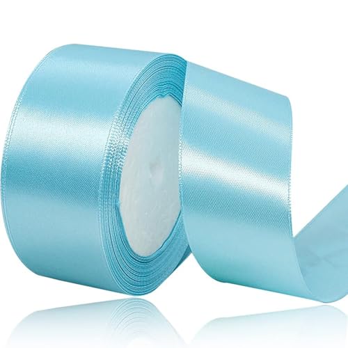 4cm Himmelblau Satinband, Satin Dekoband Präsent Geschenkband Breit Ribbon für Kleid Hochzeit, Taufe und Geburtstag Geschenke,Satin Dekoband, Deko Band Geschenkverpackung, 22.8M von Lunpog