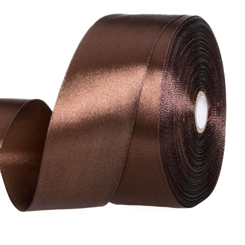 4cm Kaffee Satinband, Satin Dekoband Präsent Geschenkband Breit Ribbon für Kleid Hochzeit, Taufe und Geburtstag Geschenke,Satin Dekoband, Deko Band Geschenkverpackung, 22.8M… von Lunpog