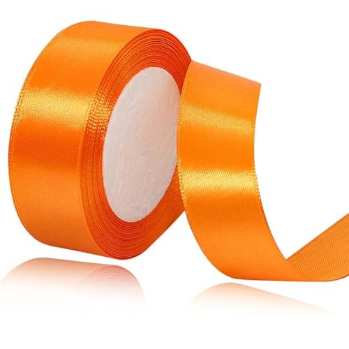 4cm Orange Satinband, Satin Dekoband Präsent Geschenkband Breit Ribbon für Kleid Hochzeit, Taufe und Geburtstag Geschenke,Satin Dekoband, Deko Band Geschenkverpackung, 22.8M… von Lunpog