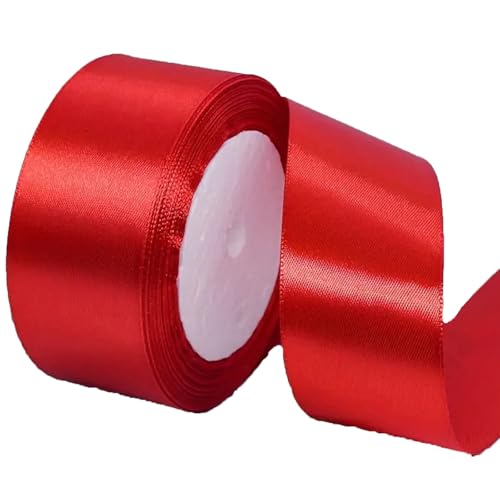 4cm Rot Satinband, Satin Dekoband Präsent Geschenkband Breit Ribbon für Kleid Hochzeit, Taufe und Geburtstag Geschenke,Satin Dekoband, Deko Band Geschenkverpackung, 22.8M… von Lunpog